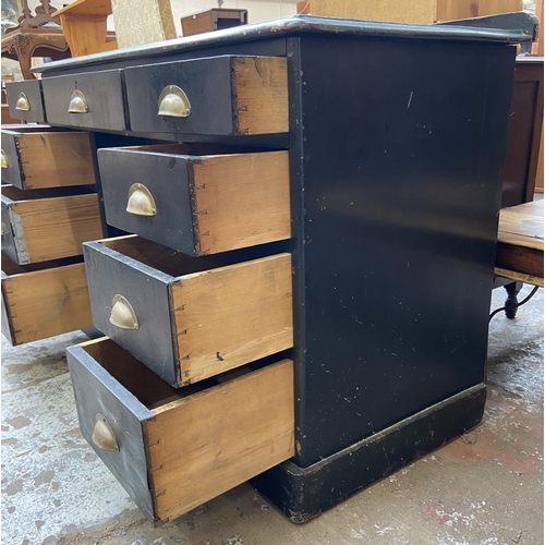 111 - A Victorian ebonised writing desk - approx. 81cm high x 120cm wide x 54cm deep