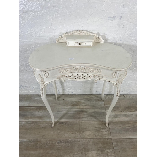 113 - A French Louis XV style white painted kidney shaped dressing table - approx. 88cm high x 80cm wide x... 