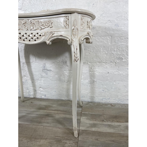 113 - A French Louis XV style white painted kidney shaped dressing table - approx. 88cm high x 80cm wide x... 