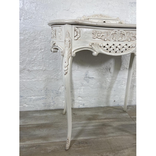 113 - A French Louis XV style white painted kidney shaped dressing table - approx. 88cm high x 80cm wide x... 