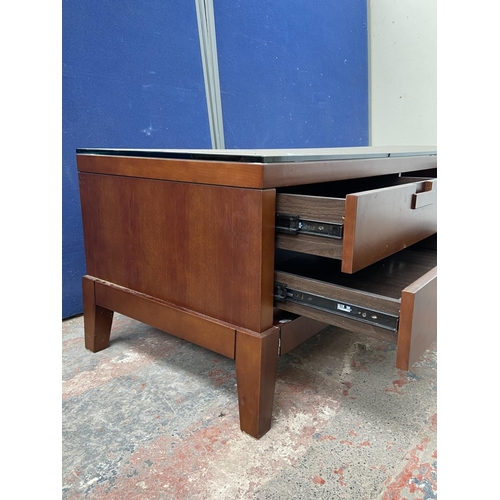 118 - A modern cherrywood TV stand - approx. 52cm high x 204cm wide x 57cm deep