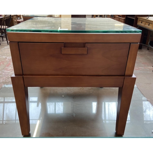 138 - A modern cherrywood side table - approx. 63cm high x 63cm wide x 63cm deep