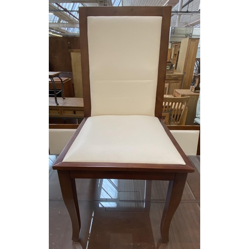 142 - A modern cherrywood dining table and six chairs - approx. 77cm high x 90cm wide x 160cm long