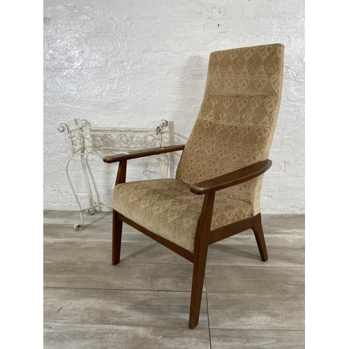 149 - Two pieces of furniture, one Parker Knoll PK1071-74 teak and fabric upholstered armchair and one whi... 