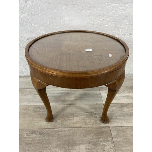 157 - An Art Deco style inlaid walnut circular coffee table - approx. 49cm high x 60cm diameter