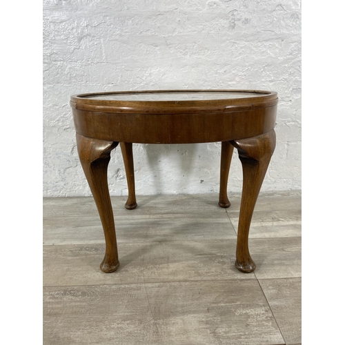 157 - An Art Deco style inlaid walnut circular coffee table - approx. 49cm high x 60cm diameter