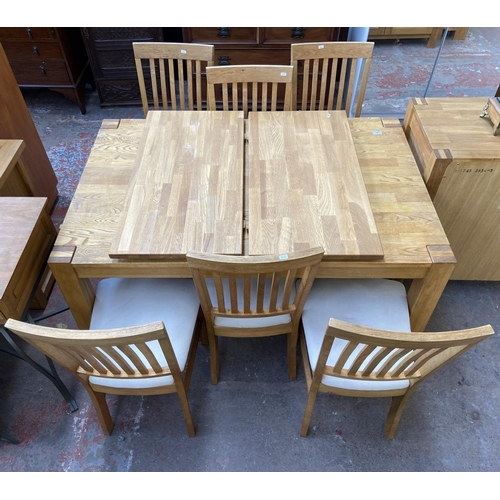 172 - An Arighi Bianchi oak extending dining table and six chairs - approx. 75cm high x 90cm wide x 140cm ... 