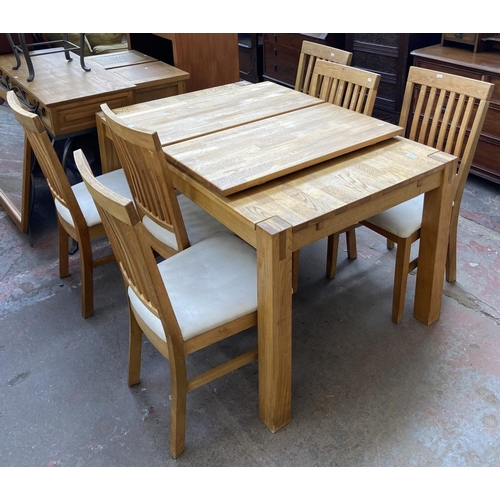 172 - An Arighi Bianchi oak extending dining table and six chairs - approx. 75cm high x 90cm wide x 140cm ... 