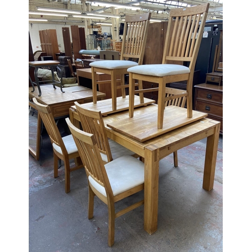 172 - An Arighi Bianchi oak extending dining table and six chairs - approx. 75cm high x 90cm wide x 140cm ... 