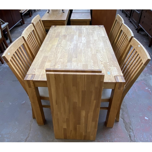 172 - An Arighi Bianchi oak extending dining table and six chairs - approx. 75cm high x 90cm wide x 140cm ... 