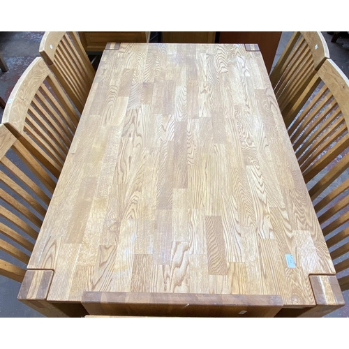 172 - An Arighi Bianchi oak extending dining table and six chairs - approx. 75cm high x 90cm wide x 140cm ... 