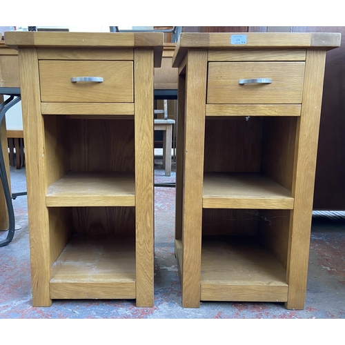 175 - A pair of modern oak side tables - approx. 76cm high x 40cm wide x 40cm deep