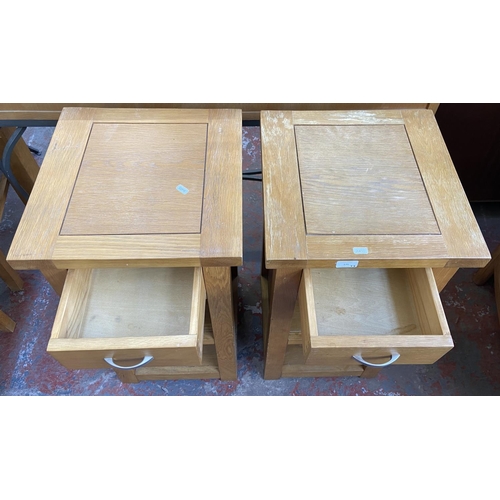 175 - A pair of modern oak side tables - approx. 76cm high x 40cm wide x 40cm deep