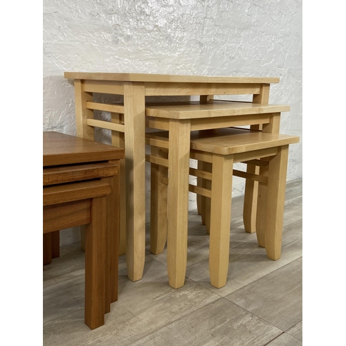 182 - Two nests of tables, one teak and one beech