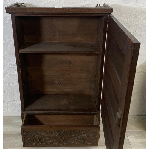 200 - A 19th century carved oak wall mountable cabinet - approx. 97cm high x 60cm wide x 24cm deep