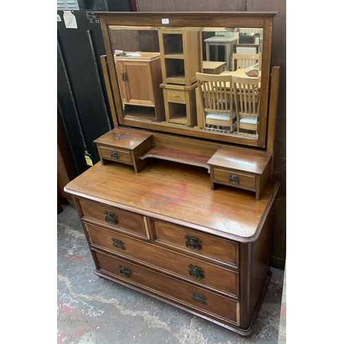 201 - An Edwardian mahogany dressing chest - approx. 161cm high x 112cm wide x 49cm deep