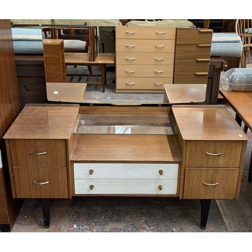 208 - A mid 20th century Limelight Furniture teak and grey painted three piece bedroom suite