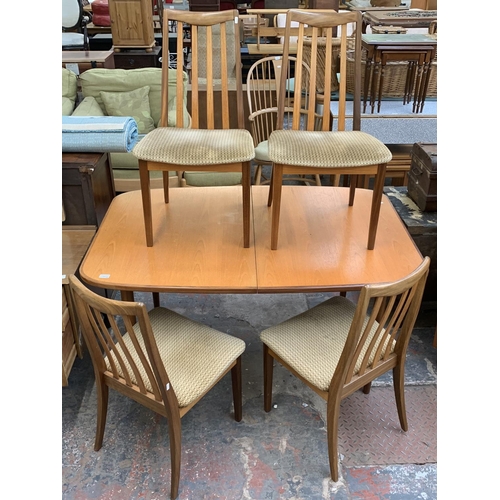 209 - A G Plan Fresco teak extending dining table and four chairs - approx. 71cm high x 99cm wide x 143cm ... 