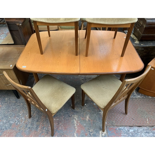 209 - A G Plan Fresco teak extending dining table and four chairs - approx. 71cm high x 99cm wide x 143cm ... 