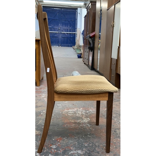 209 - A G Plan Fresco teak extending dining table and four chairs - approx. 71cm high x 99cm wide x 143cm ... 