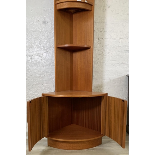 213 - A G Plan Fresco teak freestanding corner display cabinet - approx. 202cm high x 65cm wide x 42cm dee... 