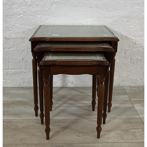 214 - Two pieces of occasional furniture, one stained beech rectangular side table with floral embroidered... 