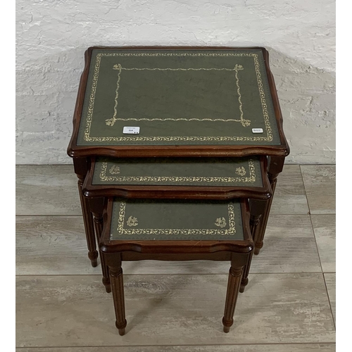 214 - Two pieces of occasional furniture, one stained beech rectangular side table with floral embroidered... 