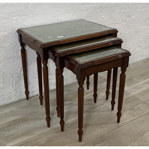 214 - Two pieces of occasional furniture, one stained beech rectangular side table with floral embroidered... 