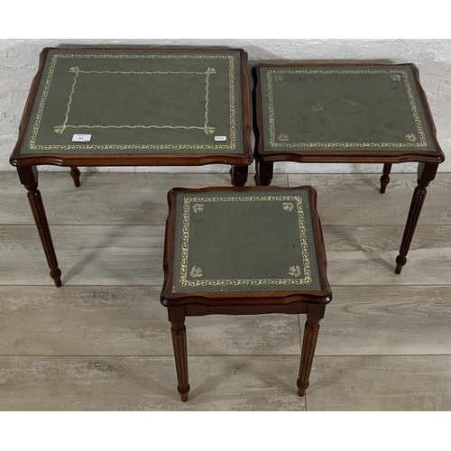 214 - Two pieces of occasional furniture, one stained beech rectangular side table with floral embroidered... 