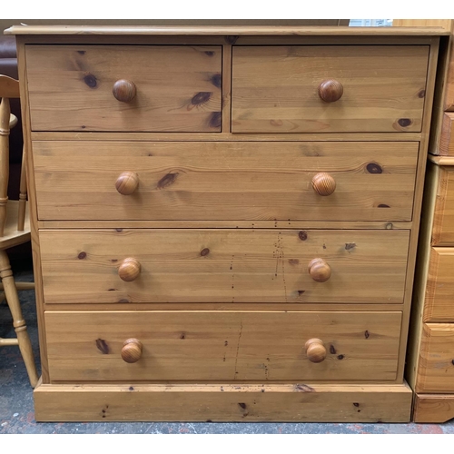 221 - A Victorian style solid pine chest of drawers - approx. 97cm high x 95cm wide x 43cm deep