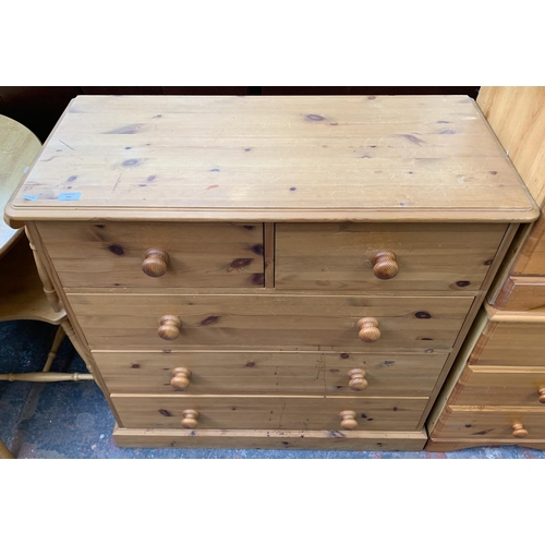 221 - A Victorian style solid pine chest of drawers - approx. 97cm high x 95cm wide x 43cm deep