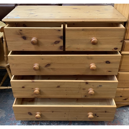 221 - A Victorian style solid pine chest of drawers - approx. 97cm high x 95cm wide x 43cm deep