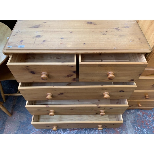 221 - A Victorian style solid pine chest of drawers - approx. 97cm high x 95cm wide x 43cm deep