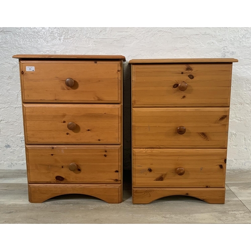 222 - Two pine bedside chests of drawers - approx. 70cm high x 49cm wide x 44cm deep