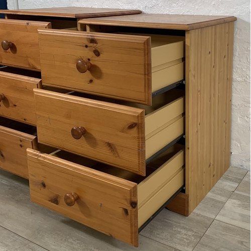 222 - Two pine bedside chests of drawers - approx. 70cm high x 49cm wide x 44cm deep