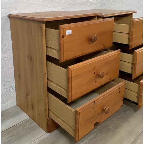 222 - Two pine bedside chests of drawers - approx. 70cm high x 49cm wide x 44cm deep