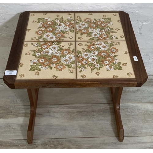 223 - A mid 20th century teak and ceramic tile top side table - approx. 45cm high x 49cm wide x 44cm deep