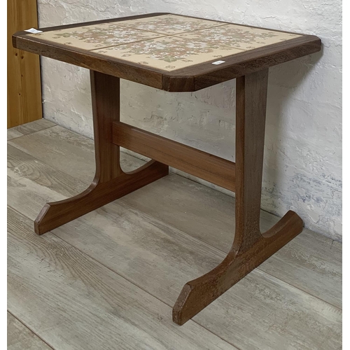 223 - A mid 20th century teak and ceramic tile top side table - approx. 45cm high x 49cm wide x 44cm deep