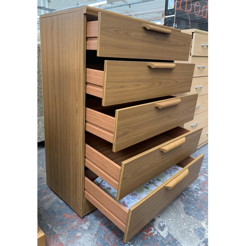 224 - A teak effect chest of drawers - approx. 105cm high x 77cm wide x 42cm deep