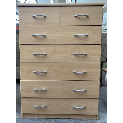 226 - A beech effect chest of drawers - approx. 109cm high x 75cm wide x 40cm deep