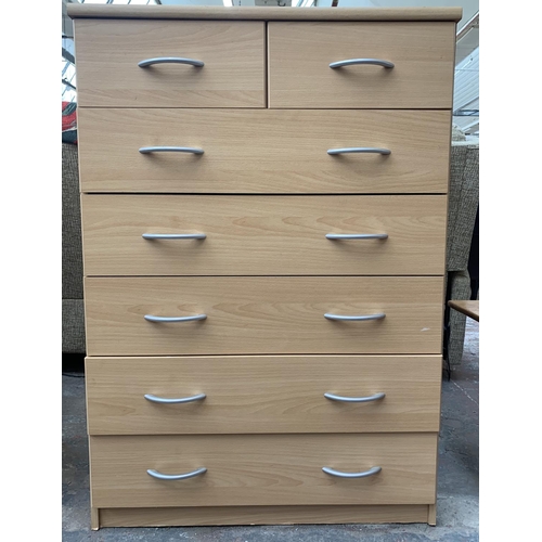 226 - A beech effect chest of drawers - approx. 109cm high x 75cm wide x 40cm deep