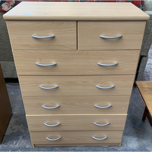 226 - A beech effect chest of drawers - approx. 109cm high x 75cm wide x 40cm deep