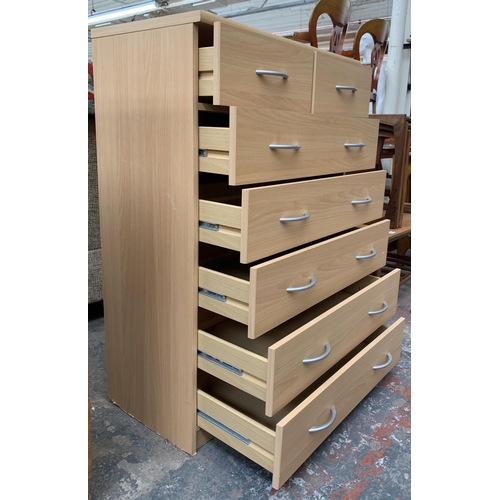 226 - A beech effect chest of drawers - approx. 109cm high x 75cm wide x 40cm deep