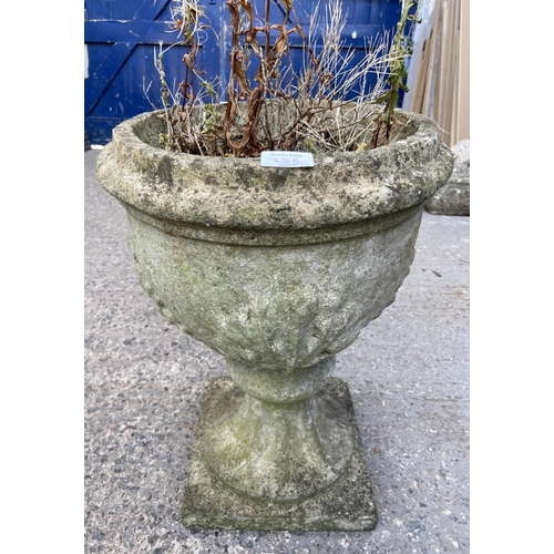 231B - A cast stone pedestal garden planter - approx. 50cm high x 36cm diameter