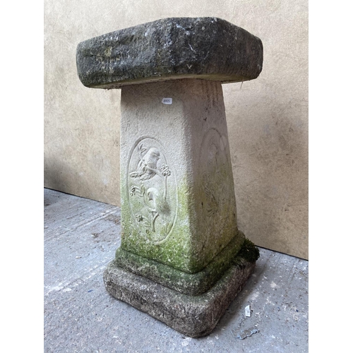 231D - A cast stone bird bath - approx. 64cm high x 36cm wide x 36cm deep