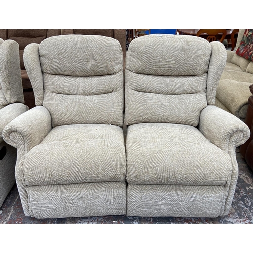 240 - Two Sherborne fabric upholstered two seater sofas, one reclining and one other