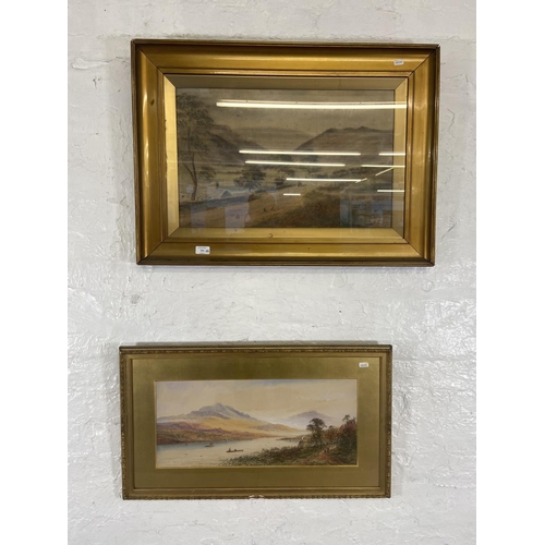 251 - Two late 19th/early 20th century gilt framed watercolours, one signed J. W. Stedman and one signed l... 