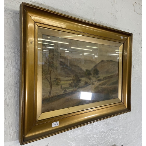 251 - Two late 19th/early 20th century gilt framed watercolours, one signed J. W. Stedman and one signed l... 