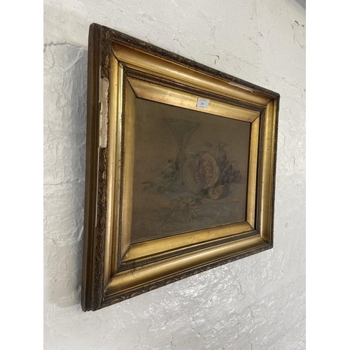 255 - A late 19th/early 20th century gilt framed oil on canvas of a fruit still life scene signed lower ri... 