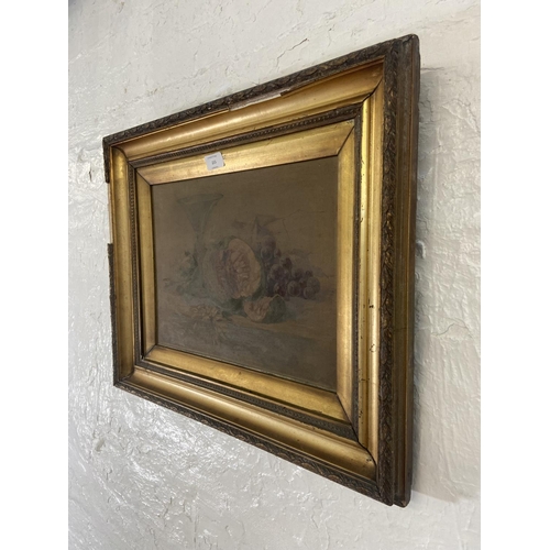 255 - A late 19th/early 20th century gilt framed oil on canvas of a fruit still life scene signed lower ri... 